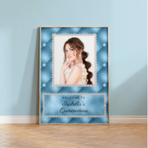 Baby Blue Pearls Photo Quinceañera Poster