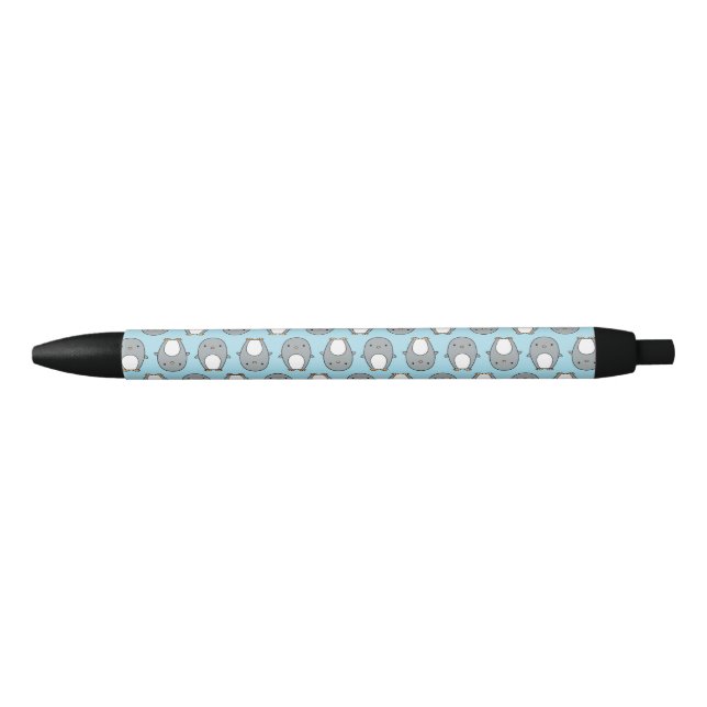 Baby Blue Penguin Pattern Black Ink Pen (Front)