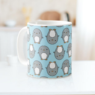 Baby Blue Penguin Pattern Coffee Mug