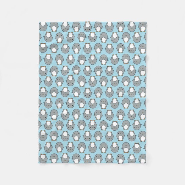 Baby Blue Penguin Pattern Fleece Blanket (Front)