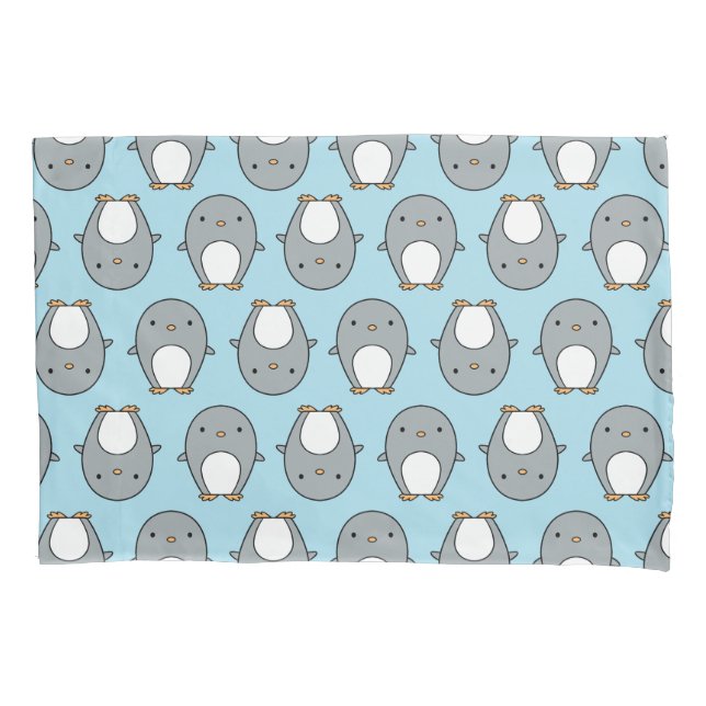 Baby Blue Penguin Pattern Pillowcase (Front)