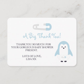 Baby Blue Penguin Thank You Card