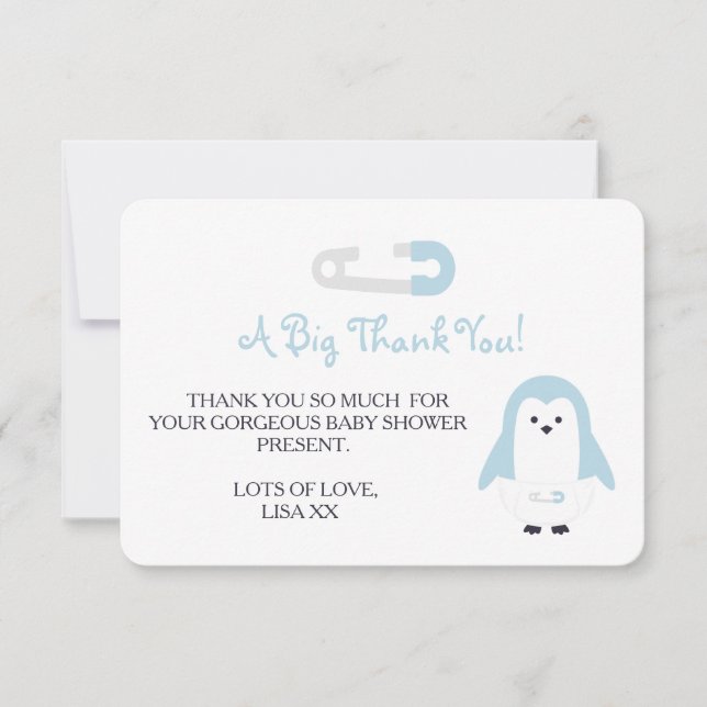 Baby Blue Penguin Thank You Card (Front)