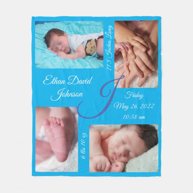 Baby Blue Photo Fleece Blanket (Front)