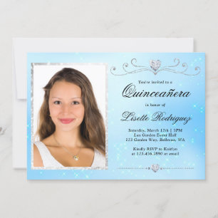 Baby Blue Photo Quinceanera Invitation