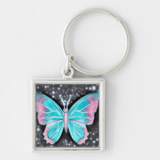 Baby Blue & Pink Butterfly Key Ring
