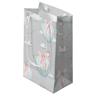 Baby Blue & Pink Hot Air Balloons Small Gift Bag