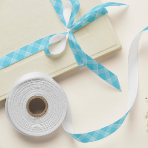 Baby Blue Plaid Satin Ribbon – Baby Shower & Gift 