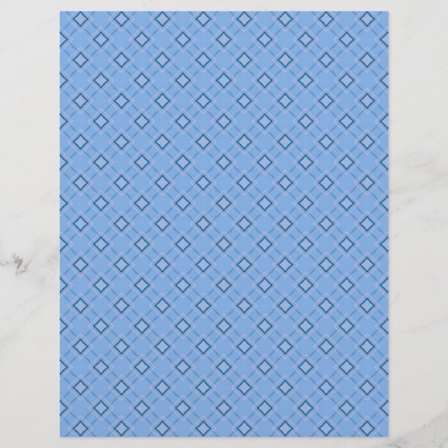 Baby Blue Plaid & Squares Scrapbook Craft Paper (Front)