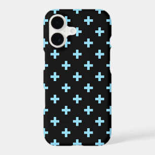 Baby blue polka crosses on black