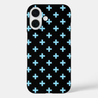 Baby blue polka crosses on black