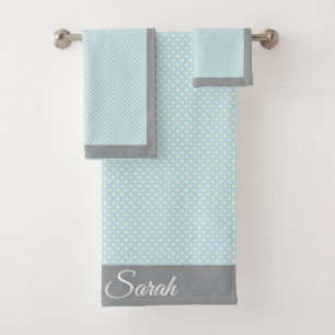 Baby Blue Polka Dot Bath Towel Set