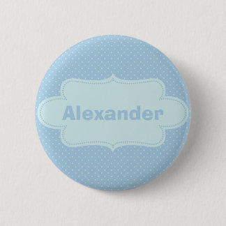 Baby Blue Polka Dots with Label 6 Cm Round Badge