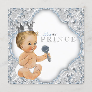 Baby Blue Prince Baby Shower Invitation