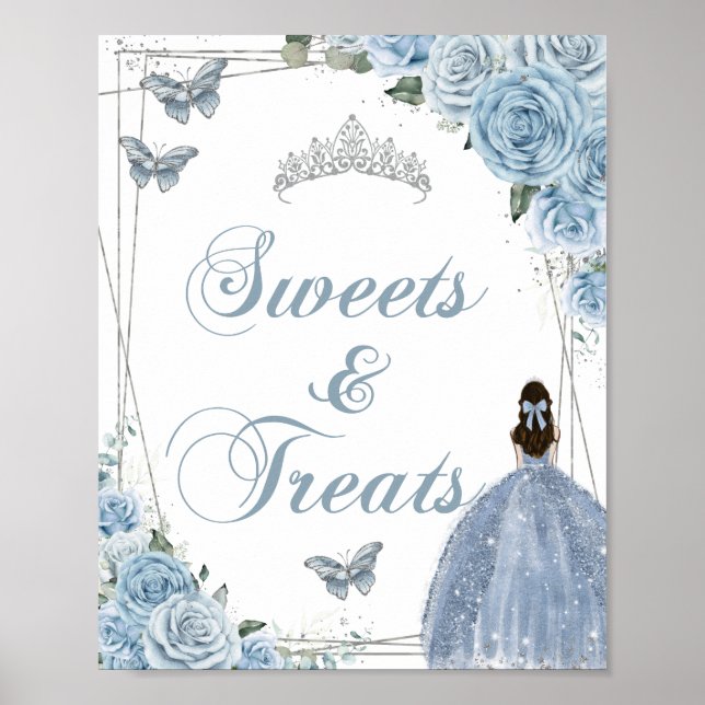 Baby Blue Princess Butterflies Silver Sweet Treats Poster (Front)