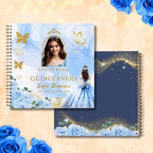 Baby Blue Princess Photo Quinceañera Guest Book