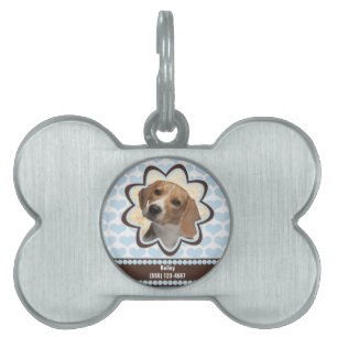 Baby Blue Puppy Hearts Custom Picture with Name Pet ID Tag
