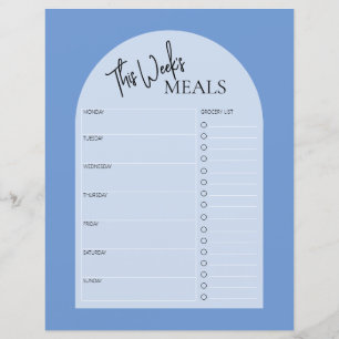 Baby Blue Purple Minimal Text Weekly Meal Planner