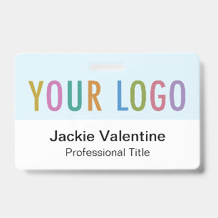 Baby Blue PVC Name Badge with Clip Reel or Lanyard ID Badge
