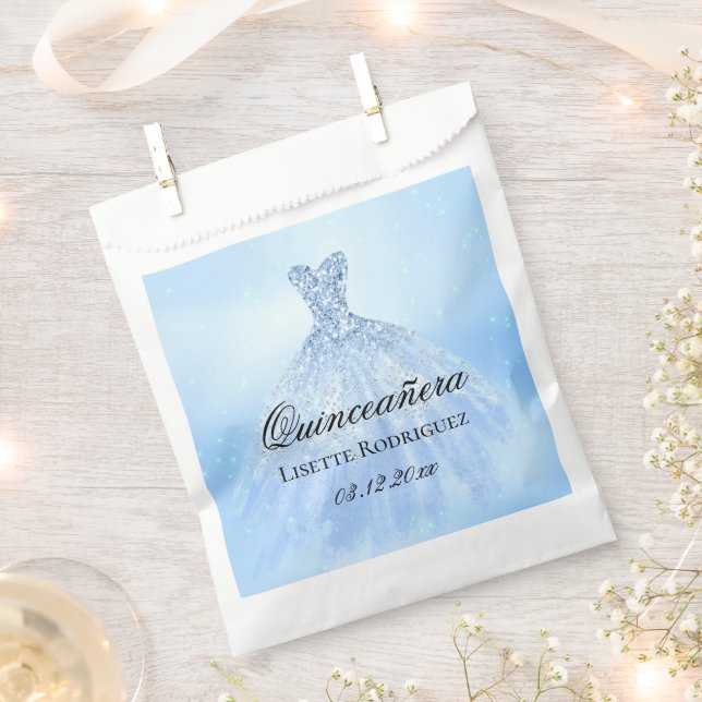 Baby Blue Quinceanera Favour Bags (Clipped)