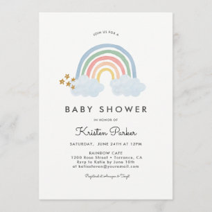 Baby Blue Rainbow Baby Shower Invitation Cards