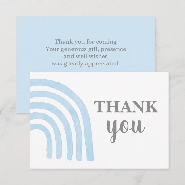 Baby Blue Rainbow thank you Note Card (Front/Back)