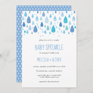 Baby blue raindrops couples baby sprinkle invitation