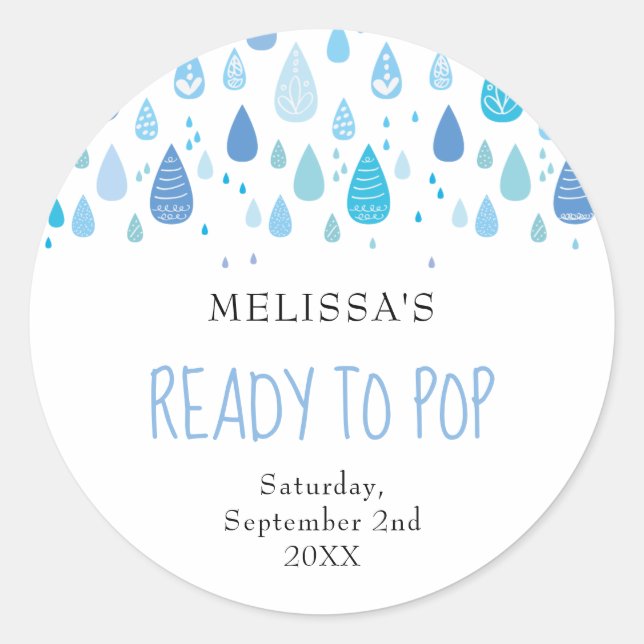 Baby blue raindrops Ready to Pop Classic Round Sticker (Front)