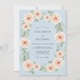 Baby Blue Refined Rose Wedding Invitation
