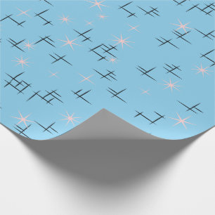 Baby Blue Retro Atomic Age Wrapping Paper