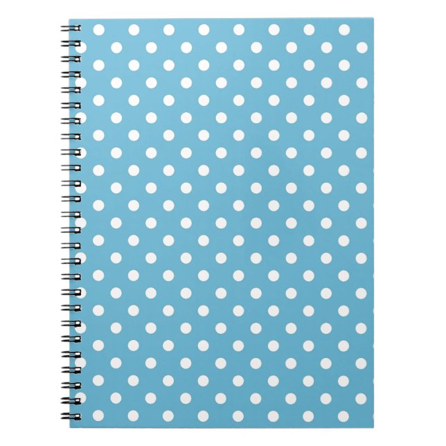 Baby Blue Retro Polka Dots Notebook (Front)