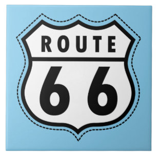 Baby Blue Route 66 sign Tile