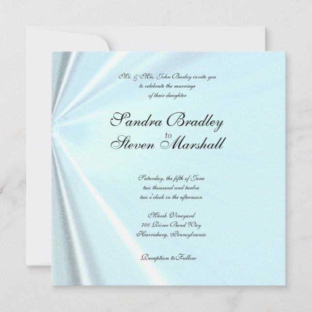 Baby Blue Satin Wedding Invitations (Front)