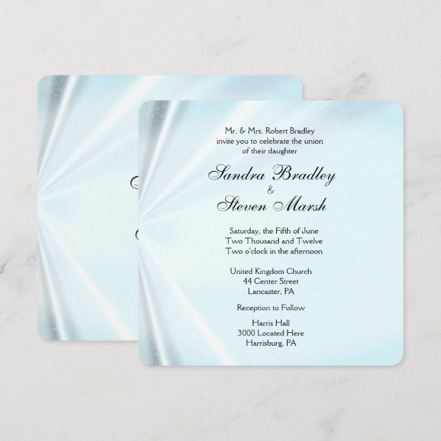 Baby Blue Satin Wedding Invitations (Front/Back)