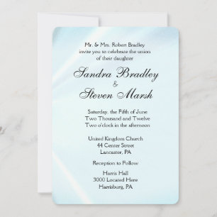 Baby Blue Satin Wedding Invitations 5" x 7"