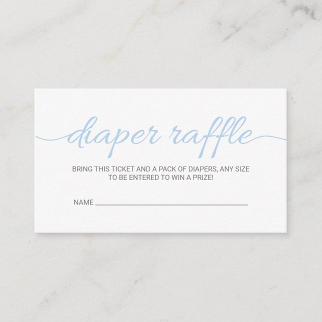 Baby Blue Script Baby Shower Raffle Ticket Insert (Front)