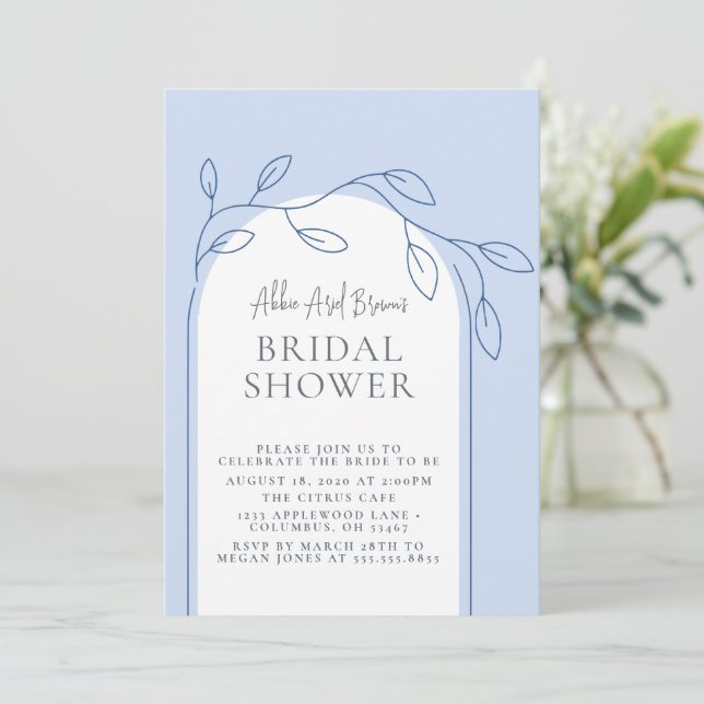 Baby Blue Script Bridal Shower  Invitation (Standing Front)
