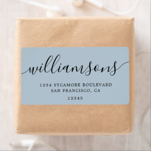 Baby Blue Script Family Return Address
