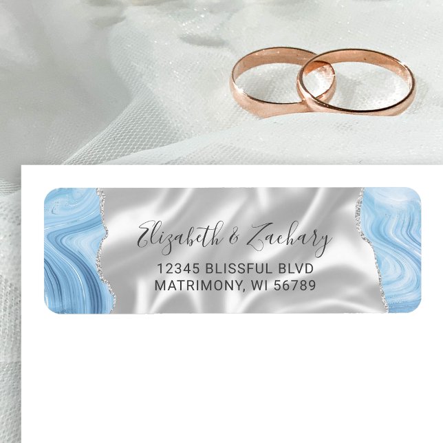 Baby Blue Silver Agate Silk Wedding Return Address (Creator Uploaded)