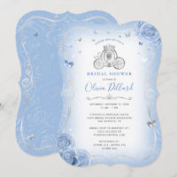 Baby Blue Silver Cinderella Princess Bridal Shower