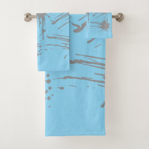 Baby Blue  Silver Classic   Bath Towel Set