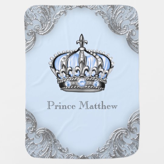 Baby Blue Silver Crown Prince Baby Blanket Zazzle.co.uk