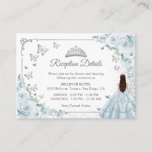 Baby Blue Silver Quincenarea Reception Details Enclosure Card