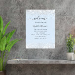 Baby blue silver wedding budget program poster<br><div class="desc">A baby blue background decorated with confetti,  sparkles.  Personalise and add your names and wedding details. Black coloured letters.  If you have more text it's possible to reduce the line space.</div>