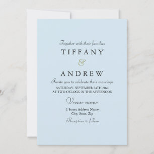 Baby Blue Simple Elegant Typography Wedding Invite