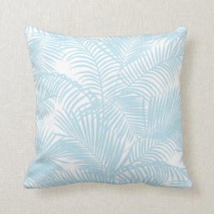 Baby blue simple modern tropical palm tree floral cushion