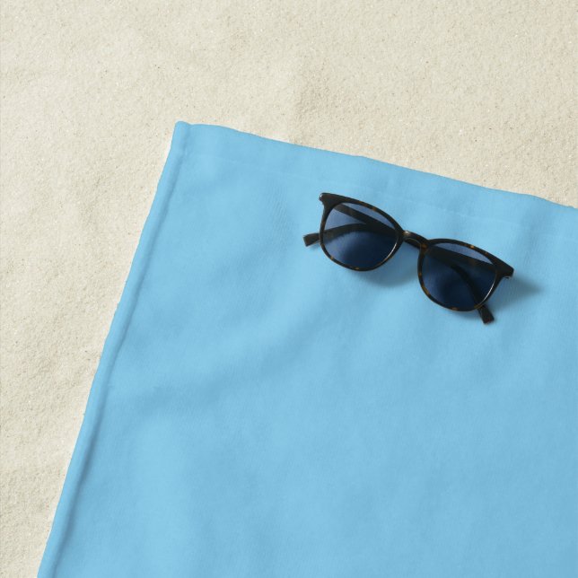 Baby Blue Sky Solid Colour Beach Towel (In Situ)