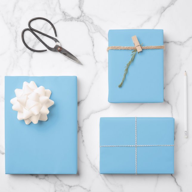 Baby Blue Sky Solid Colour Wrapping Paper Sheet (Front)