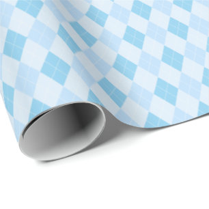 Baby Blue Small Argyle Baby Shower Wrapping Paper