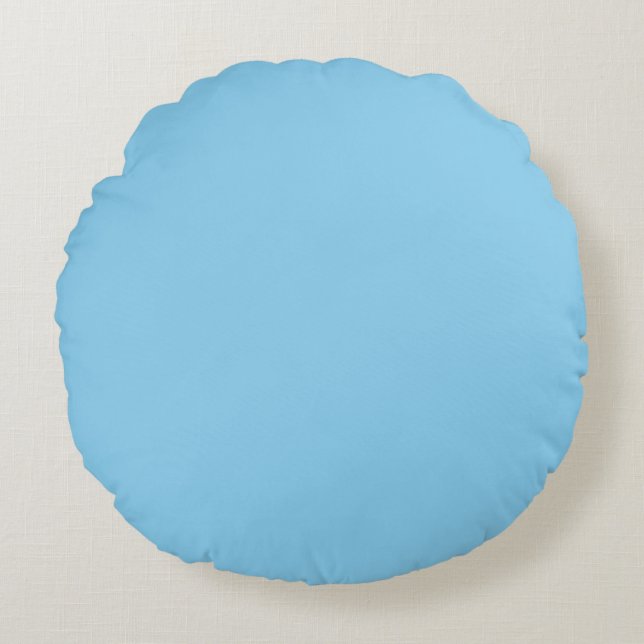 Baby blue solid colour round cushion (Front)